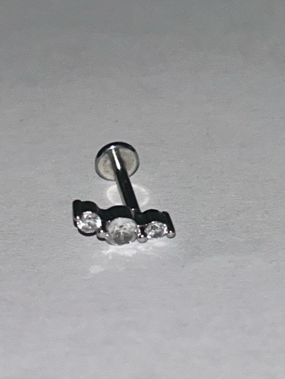 Silver-tone Cubic Zirconia Bar Stud - 3 Stone